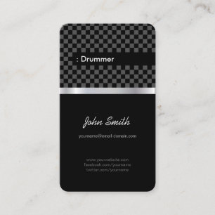 Carte De Visite Batteur - Elégant À damiers noir