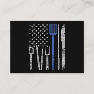 Carte De Visite BBQ  Barbecue Grill Porc With USA Flag Cuisine Che