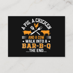 Carte De Visite BBQ  BBQ Lover Pig Chicken Cow Into Bar BBQ