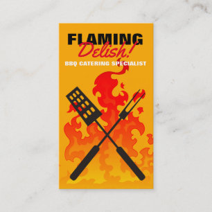 Carte De Visite BBQ grillant la restauration de chef de flammes