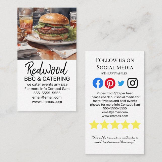 Carte De Visite BBQ traiteur porcins rôtis événements mariages col (Devant / Derrière)