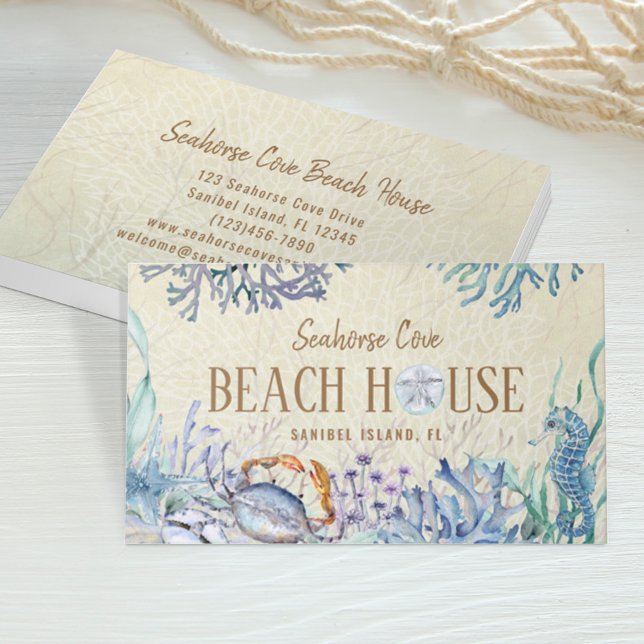 Carte De Visite Beach House Location de vacances Cottage (Créateur téléchargé)