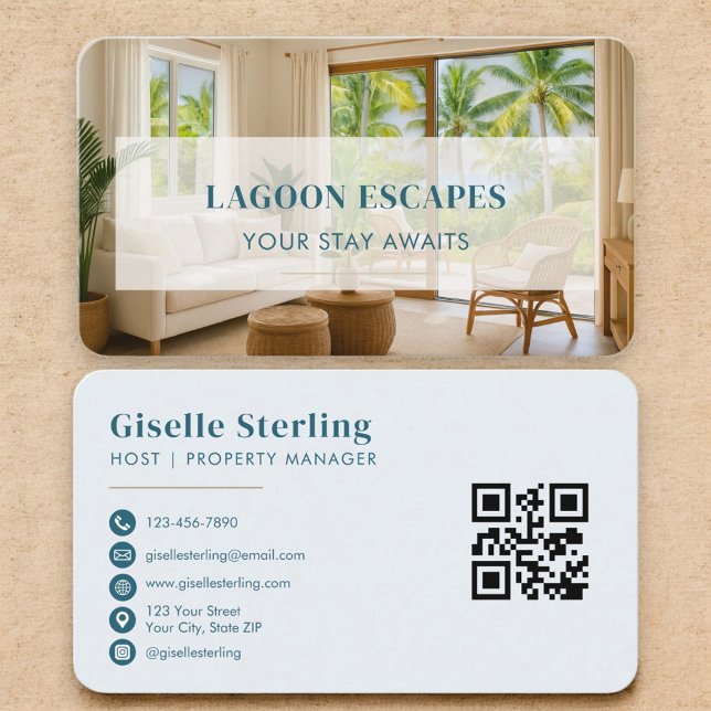 Carte De Visite Beach House Rental QR Code (Créateur téléchargé)