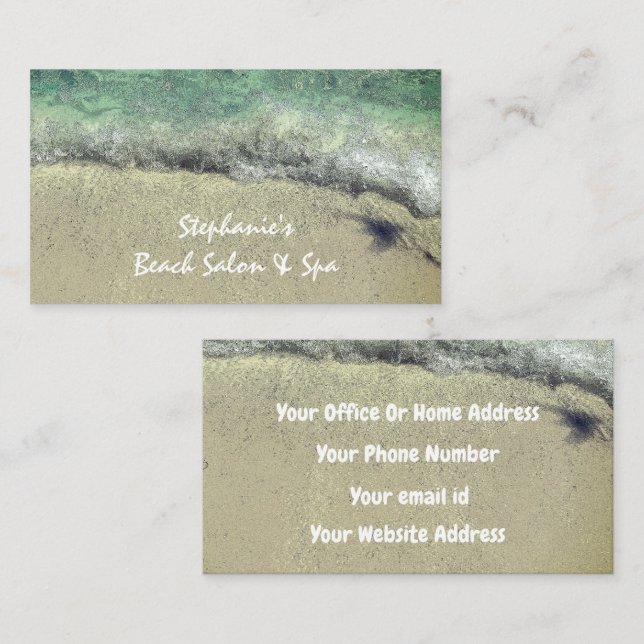Carte De Visite Beach Waves Ocean Artsy Elégant Salon Spa (Devant / Derrière)