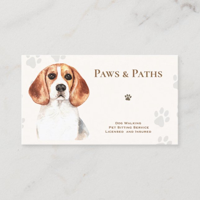 Carte De Visite Beagle chien Walker animal de compagnie assis (Devant)