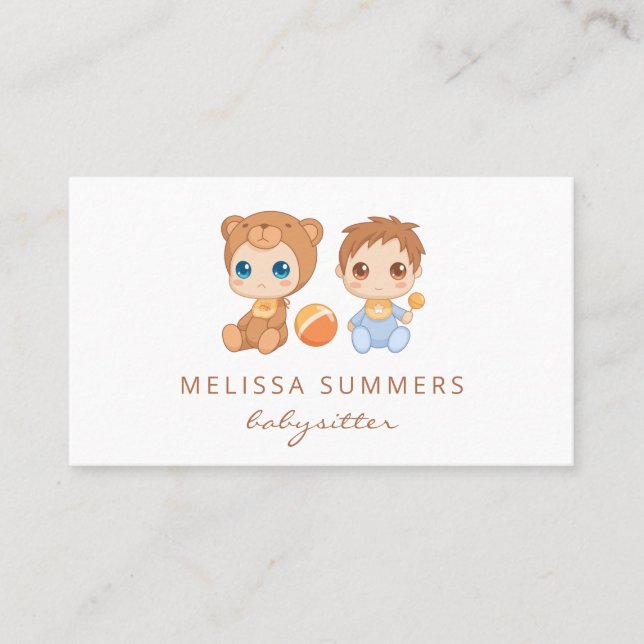 Carte De Visite Bear Baby Boy Babysitter Garde d'enfants (Devant)