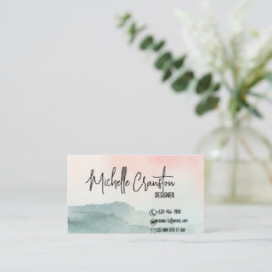 Carte De Visite Beau bleu Rose et aquarelle verte