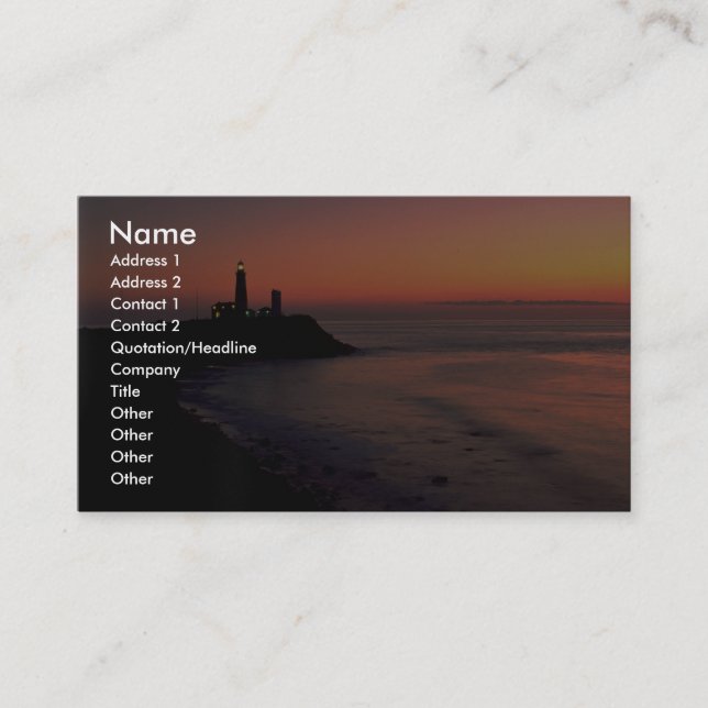 Carte De Visite Beau coucher du soleil : Phare de point de (Devant)