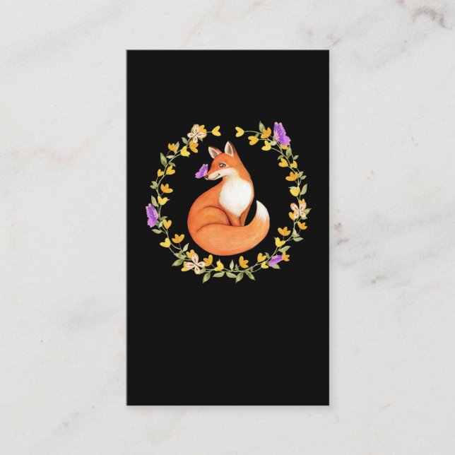 Carte De Visite Beau Fox Floral Wreath Papillon mou (Devant)