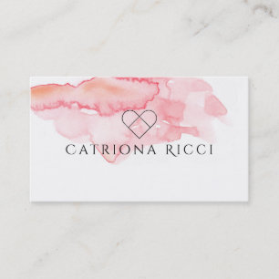 Carte De Visite Beau logo pour aquarelle rose de coeur de ★