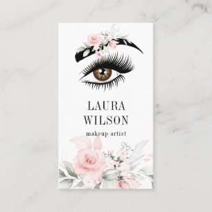 Carte De Visite Beau oeil aux fleurs d'aquarelle rose pâle