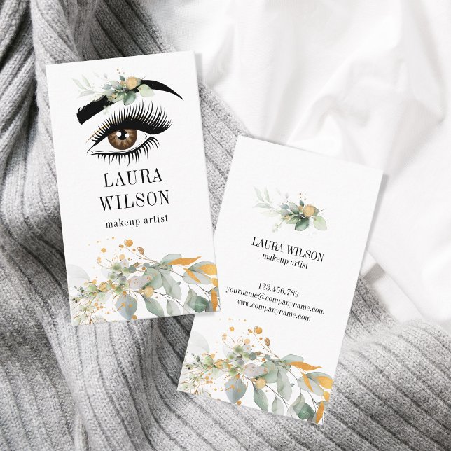 Carte De Visite Beau oeil avec verdure Aquarelle Fleurs (Créateur téléchargé)