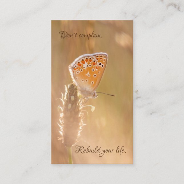 Carte De Visite Beau papillon avec citation motivante (Devant)