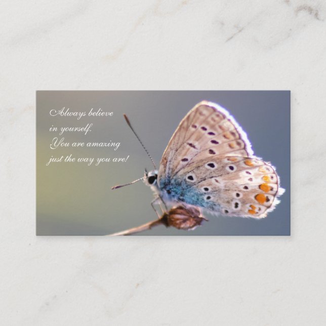 Carte De Visite Beau papillon avec citation motivante (Devant)
