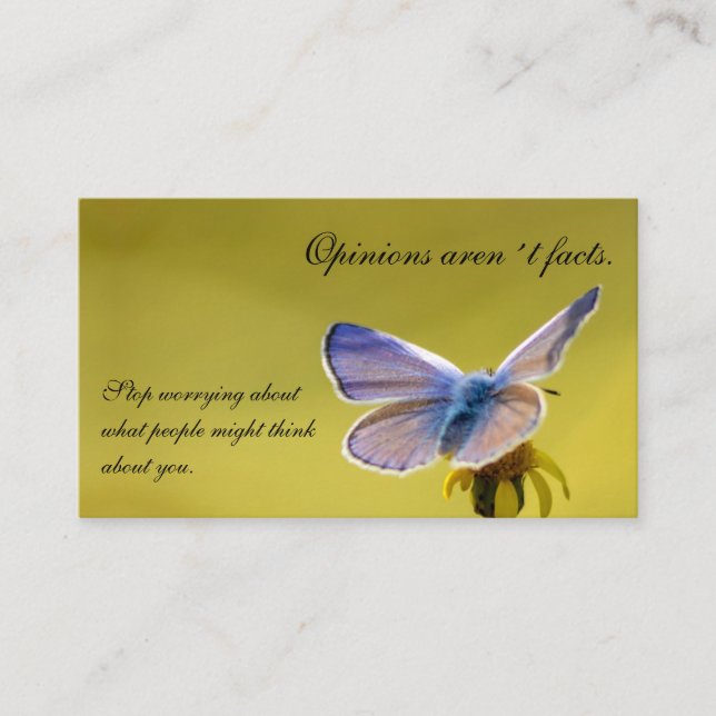 Carte De Visite Beau papillon avec citation motivante (Devant)