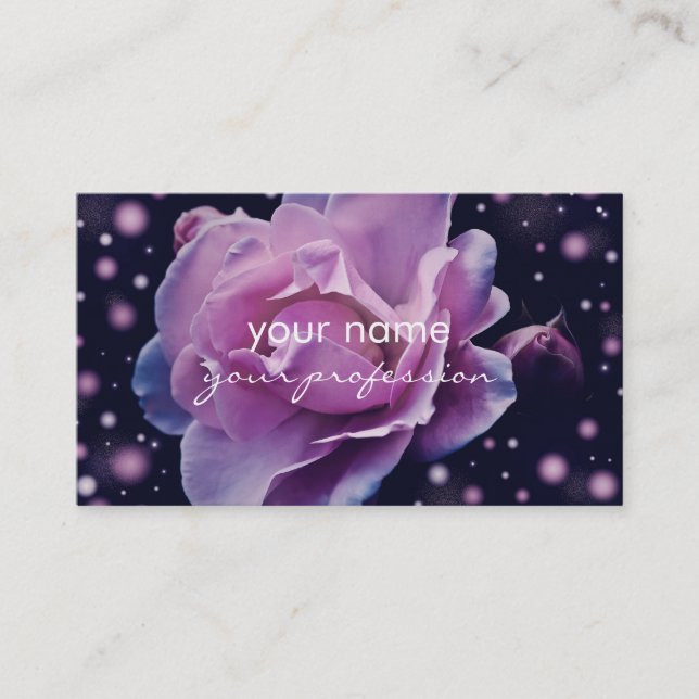 Carte De Visite beau rose élégant élégant de pourpre de la fleur | (Devant)
