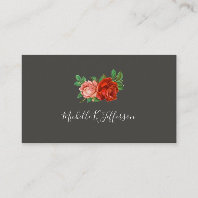 Carte De Visite Beau Rose simple gris Arrière - plan (Devant)