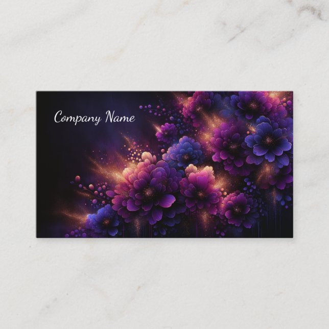 Carte De Visite Beau violet et bleu Abstrait Floral (Devant)