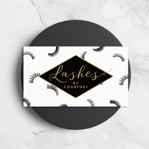 Carte De Visite Beaucoup de Lashes Motif Lash Salon Blanc/Noir/Or
