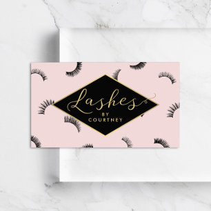 Carte De Visite Beaucoup de Lashes Motif Lash Salon Rose/Noir/Or
