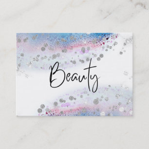 Carte De Visite *~* BEAUTÉ - Aquarelle bleu pastel Parties scintil