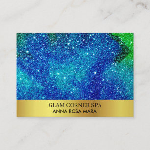 Carte De Visite *~* Beauté Bleu Parties scintillant verte Luxe Or 