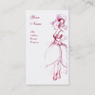 Carte De Visite BEAUTÉ, DESIGN MODE, blanc rouge