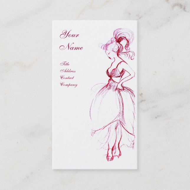 Carte De Visite BEAUTÉ, DESIGN MODE, blanc rouge (Devant)