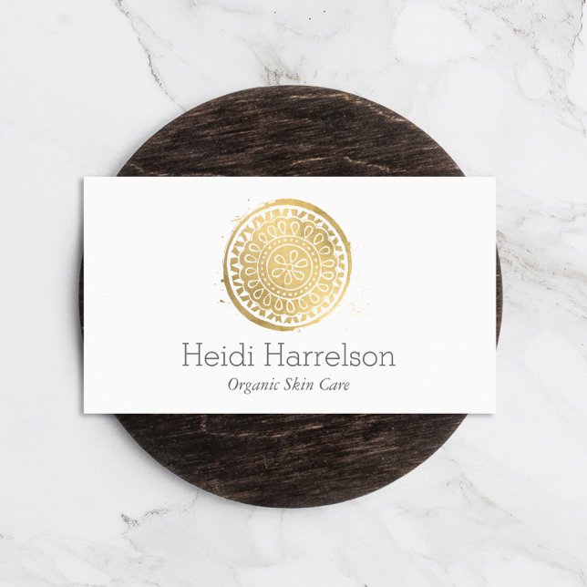 Carte De Visite Beauté élégante Mandala Logo Faux Gold (Créateur téléchargé)