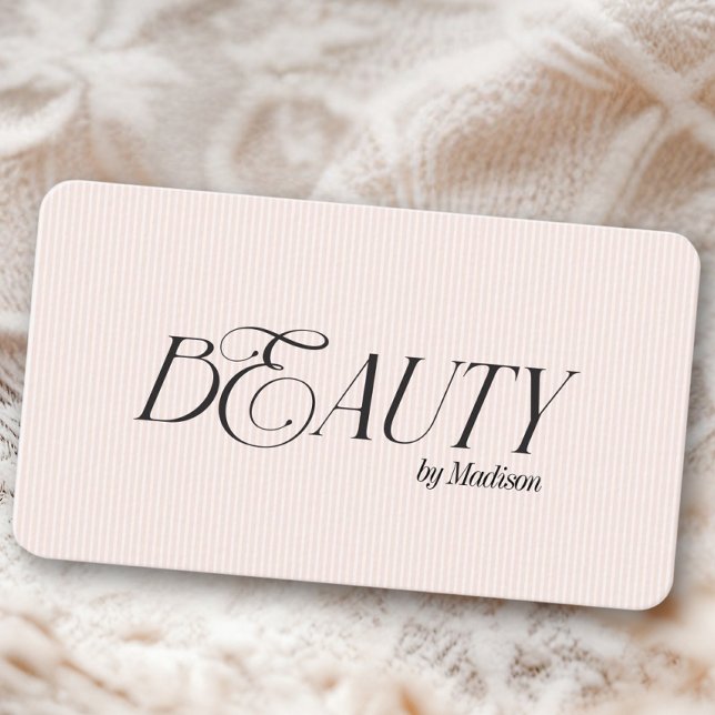 Carte De Visite Beauté élégante moderne Feminine Blush Pink Stripe (Créateur téléchargé)
