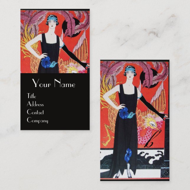 CARTE DE VISITE BEAUTÉ ET PHOENIX, DESIGNER MODE COMPOSÉ ARTISTE (Devant / Derrière)