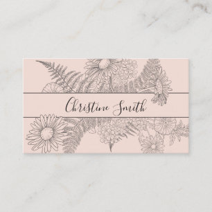 Carte De Visite Beauté florale minimaliste dessinée à la ligne ros