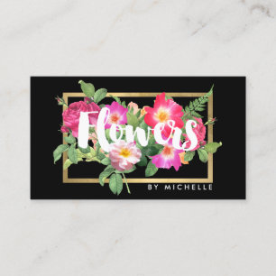Carte De Visite Beauté Florales Floriste Noir