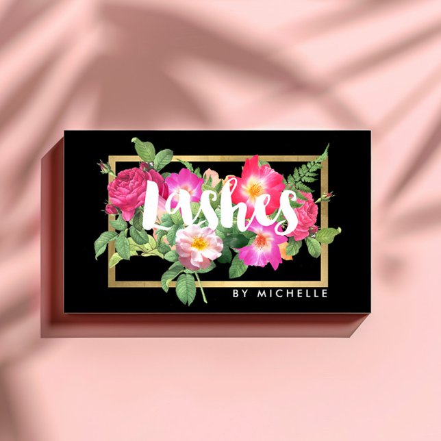 Carte De Visite Beauté Florales Lash Extensions Black (Créateur téléchargé)