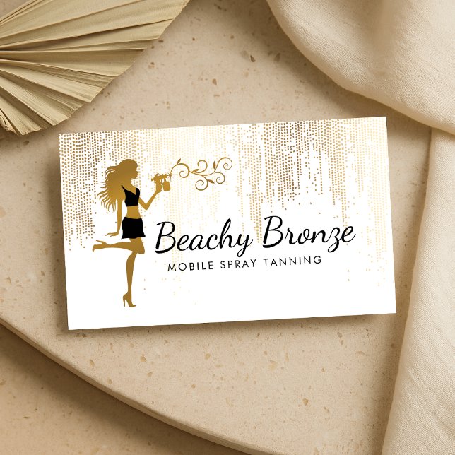Carte De Visite Beauté Girl Or Bronze Pluie Motif Spray Tanning (Créateur téléchargé)