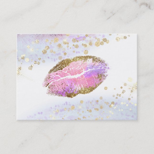 Carte De Visite *~* Beauté Gold Pastel Parties scintillant Lèvres  (Devant)