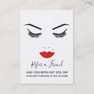 Carte De Visite Beauté Maquillage Visage Cils Lèvres Rouges Salon 