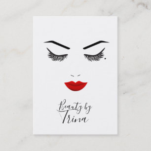 Carte De Visite Beauté Mole Oeil Maquillage Cils & Lèvres Rouges