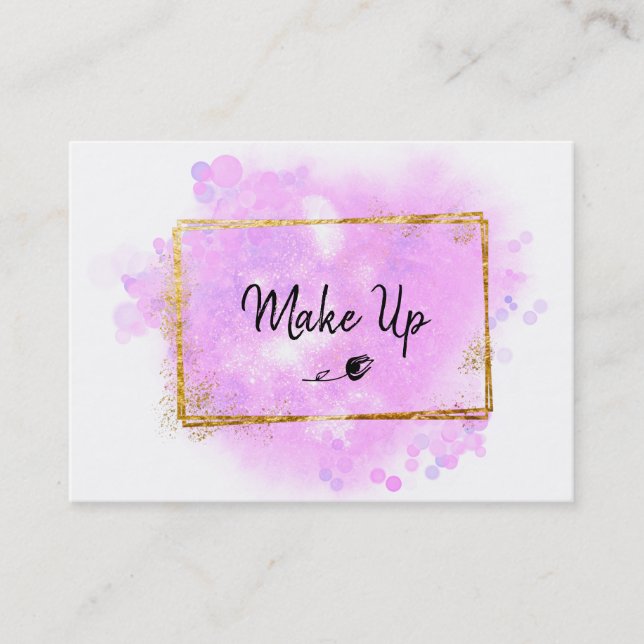 Carte De Visite *~* BEAUTÉ - Parties scintillant Gold Frame Pink G (Devant)