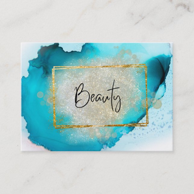 Carte De Visite *~* BEAUTÉ - Parties scintillant Gold Frame Silver (Devant)