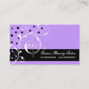 Carte De Visite Beauté Salon feuille de défilement floral noir, vi
