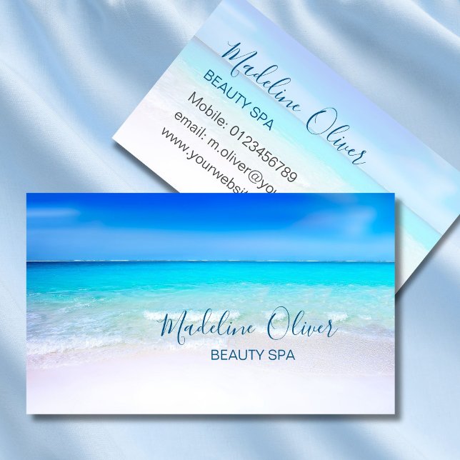 Carte De Visite Beauté Spa Ocean Beach Bleu de mer Style (Créateur téléchargé)
