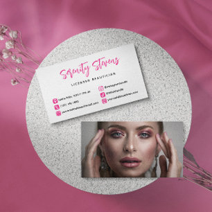 Carte De Visite Beauticier élégant Hot rose médias sociaux Photo
