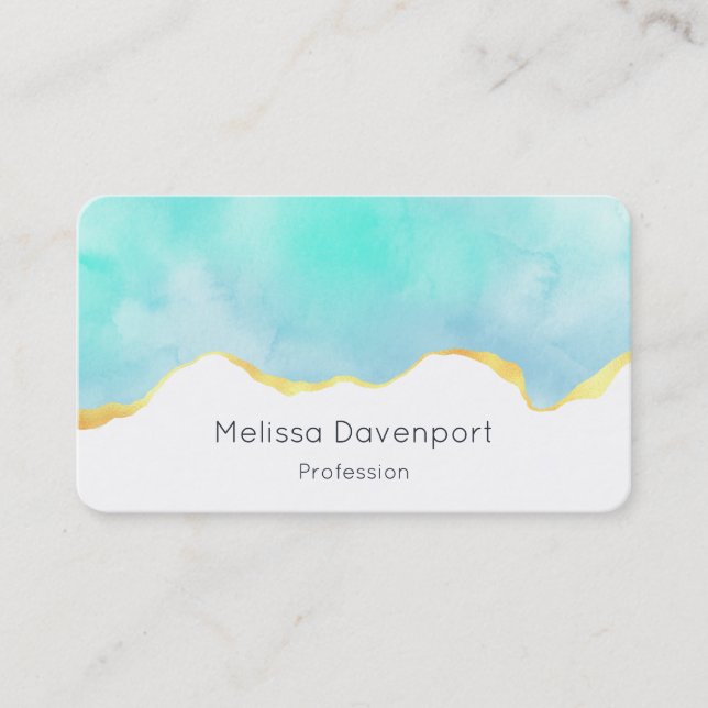 Carte De Visite Beautiful Tropical Green with Gold Border (Devant)