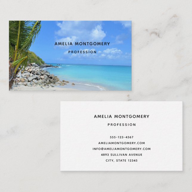 Carte De Visite Beautiful Turquoise Tropical Beach  (Devant / Derrière)
