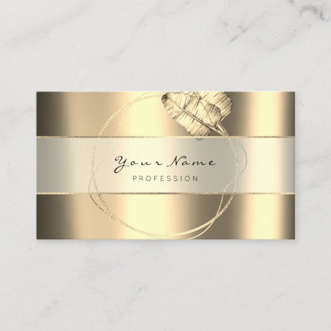 Carte De Visite Beauty Blogg Stripes Gold Sepia Foxier Floral (Devant)