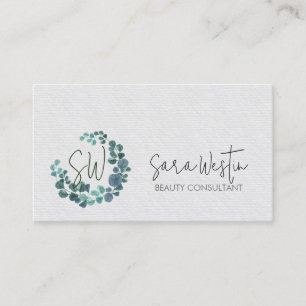 Carte De Visite Beauty Consultant Beautician Flower Monogramme