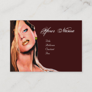 Carte De Visite BEAUTY MAKEUP ARTIST monogramme, topaz jaune brun