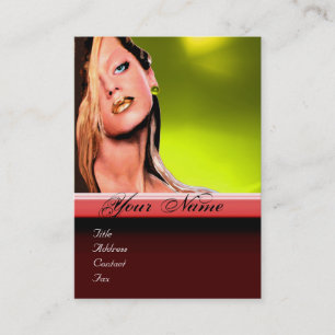 Carte De Visite BEAUTY MAKEUP ARTISTE monogramme rouge topaz jaune