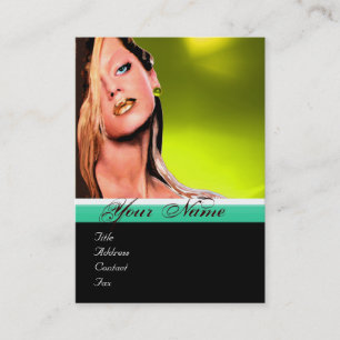Carte De Visite BEAUTY MAKEUP ARTISTE monogramme vert topaz jaune